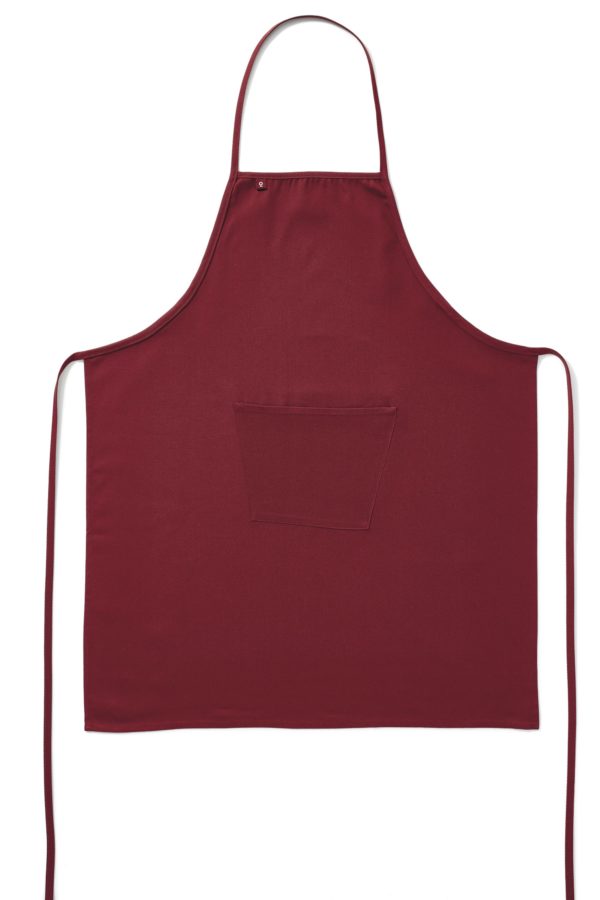 Burgundy apron with pocket